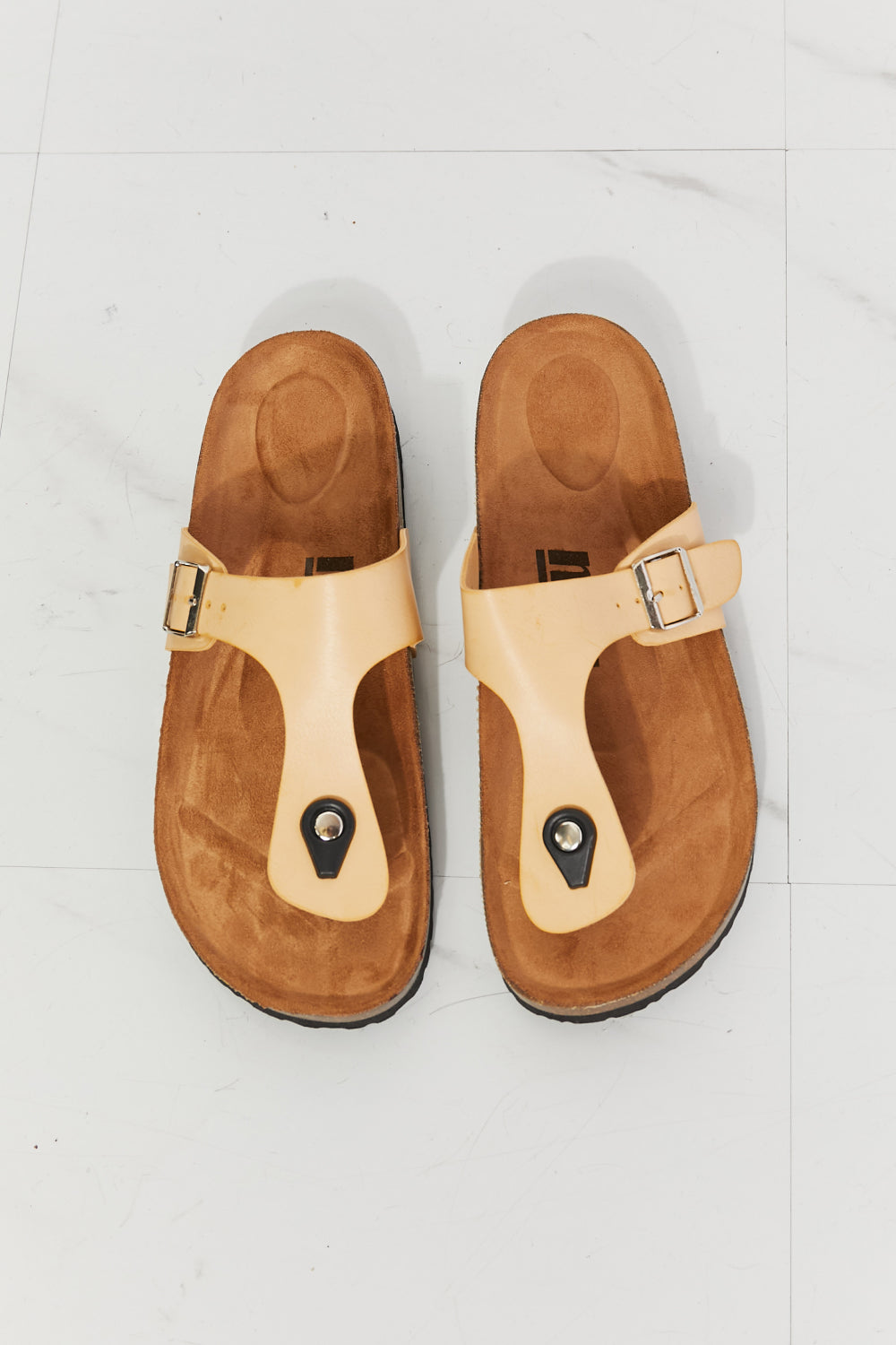 MMShoes Drift Away T-Strap Flip-Flop in Sand-Mope's Closet