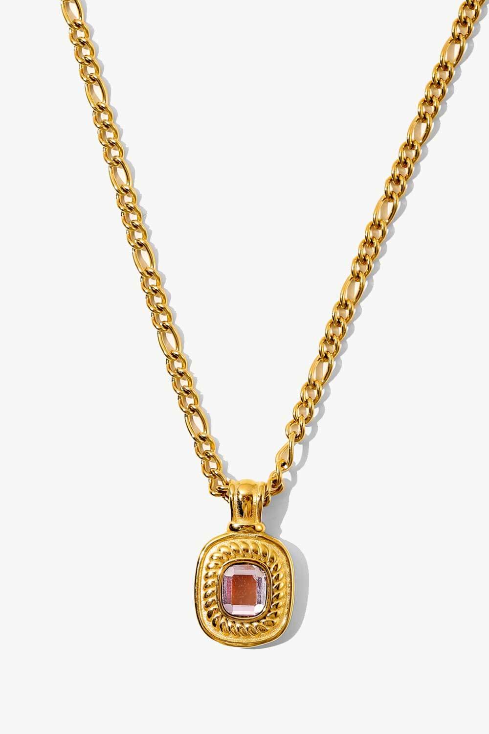 18K Gold Plated Inlaid Rhinestone Pendant Necklace-Mope's Closet
