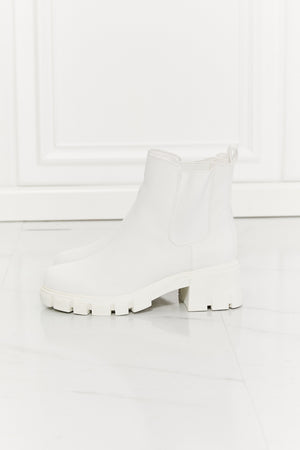 MMShoes Work For It Matte Lug Sole Chelsea Boots in White-Mope's Closet