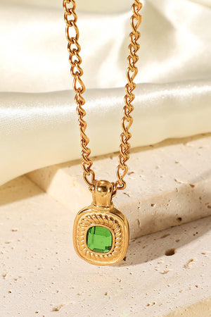 18K Gold Plated Inlaid Rhinestone Pendant Necklace-Mope's Closet
