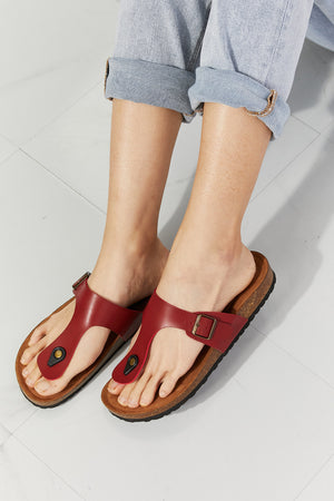 MMShoes Drift Away T-Strap Flip-Flop in Wine-Mope's Closet