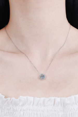 1 Carat Moissanite Round Pendant Chain Necklace-Mope's Closet