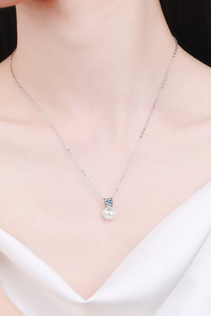 925 Sterling Silver Freshwater Pearl Moissanite Necklace-Mope's Closet