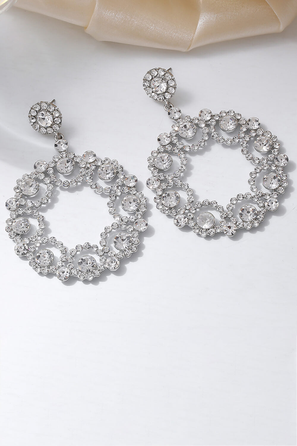 Alloy Rhinestone Round Drop Earrings-Mope's Closet