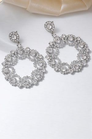 Alloy Rhinestone Round Drop Earrings-Mope's Closet