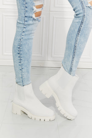 MMShoes Work For It Matte Lug Sole Chelsea Boots in White-Mope's Closet