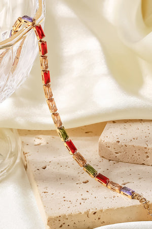 18K Gold Plated Multicolored Cubic Zirconia Bracelet-Mope's Closet