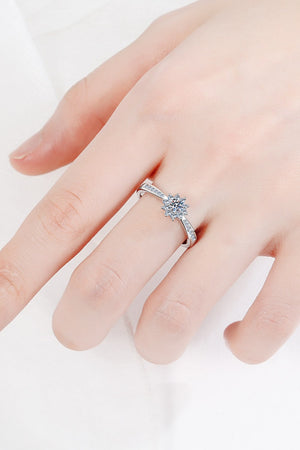 Moissanite Rhodium-Plated Snowflake Ring-Mope's Closet