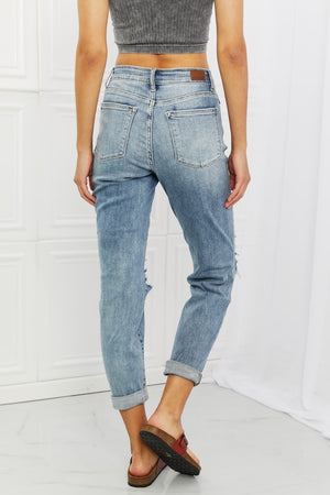 Judy Blue Malia Full Size Mid Rise Boyfriend Jeans-Mope's Closet