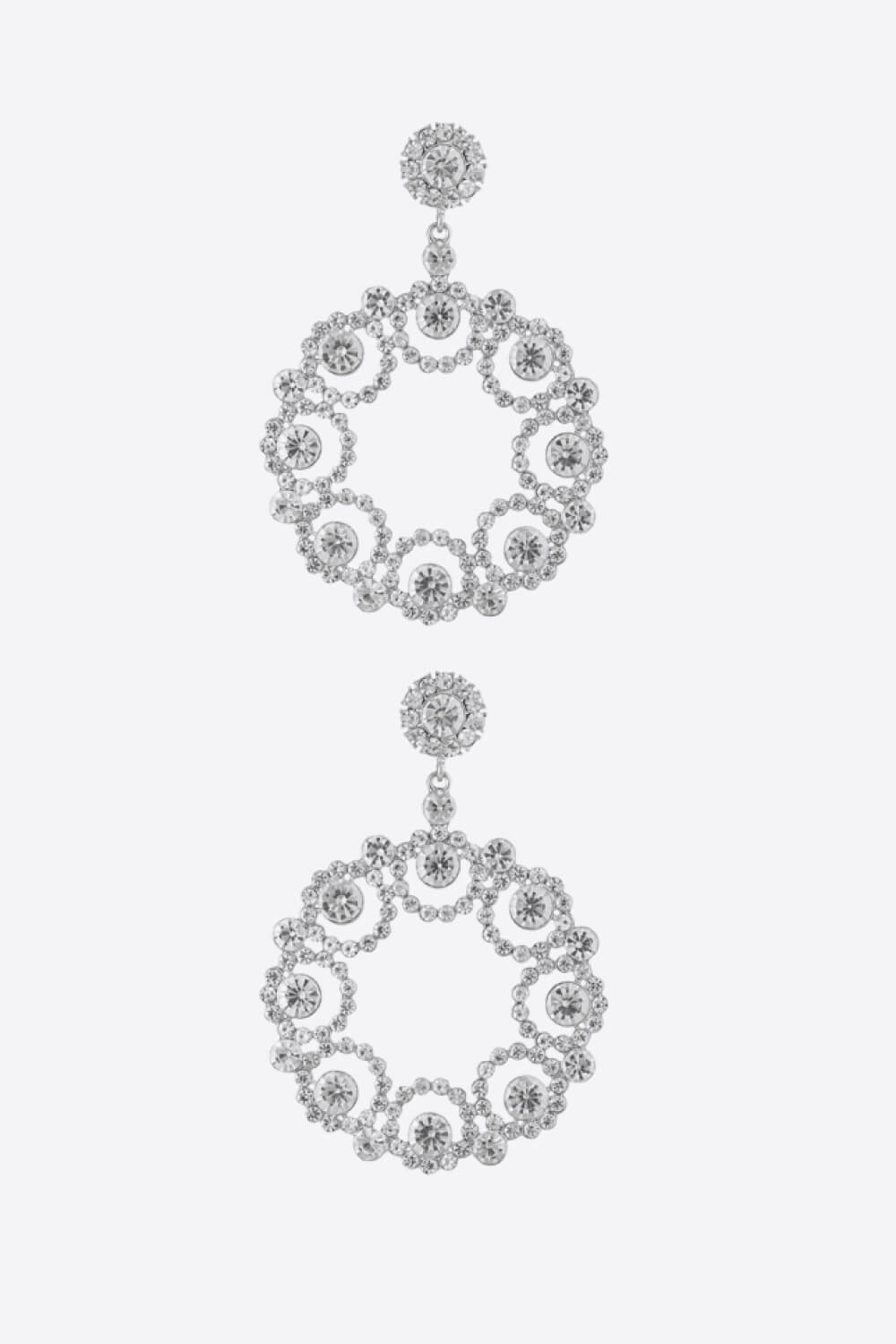 Alloy Rhinestone Round Drop Earrings-Mope's Closet