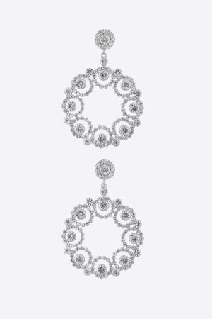 Alloy Rhinestone Round Drop Earrings-Mope's Closet