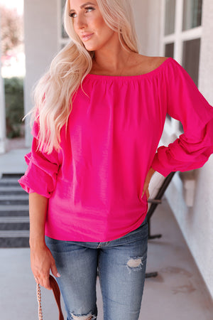 Gathered Detail Off-Shoulder Blouse-Mope's Closet