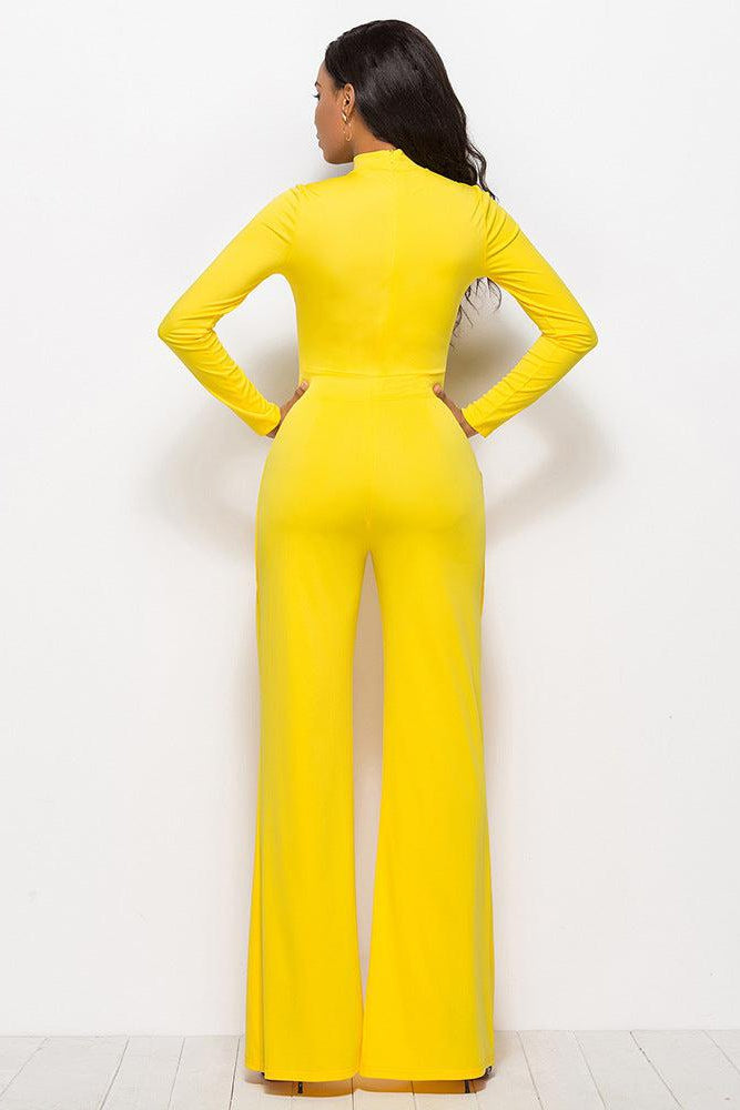 Long Sleeve Mock Neck Wide Leg Jumpsuit-Mope's Closet