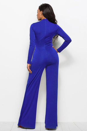 Long Sleeve Mock Neck Wide Leg Jumpsuit-Mope's Closet