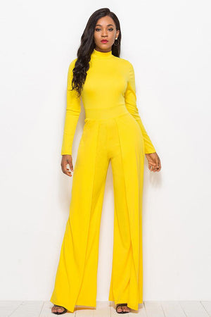 Long Sleeve Mock Neck Wide Leg Jumpsuit-Mope's Closet