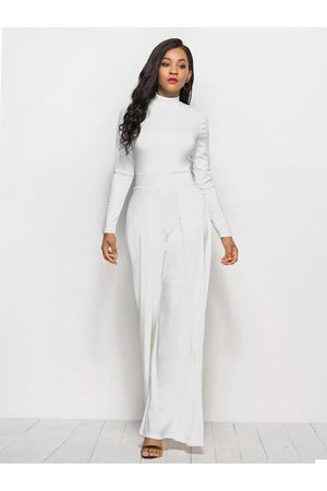 Long Sleeve Mock Neck Wide Leg Jumpsuit-Mope's Closet