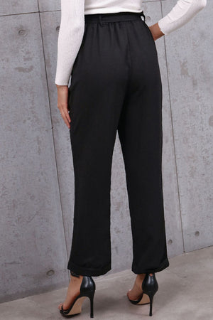 Belted Paperbag Waist Pants-Mope's Closet