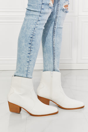 MMShoes Watertower Town Faux Leather Western Ankle Boots in White-Mope's Closet