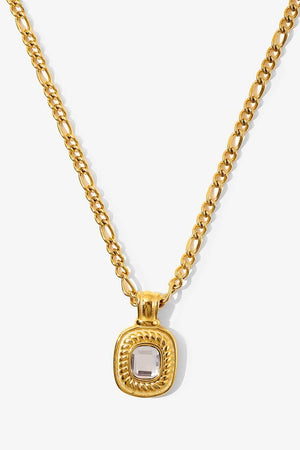 18K Gold Plated Inlaid Rhinestone Pendant Necklace-Mope's Closet