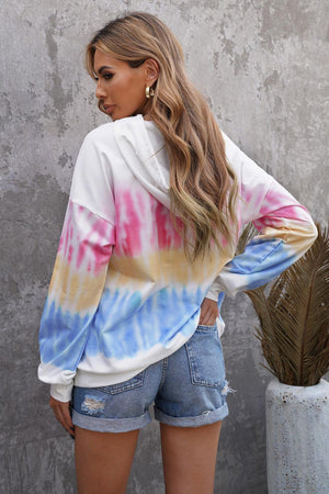 Tie-Dye Drawstring Pullover Hoodie-Mope's Closet