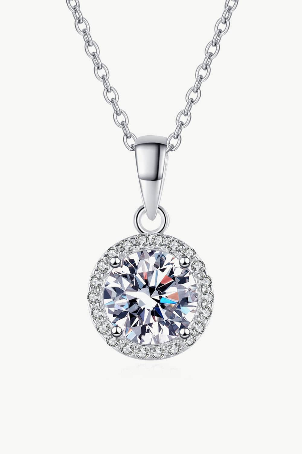 Chance to Charm 1 Carat Moissanite Round Pendant Chain Necklace-Mope's Closet