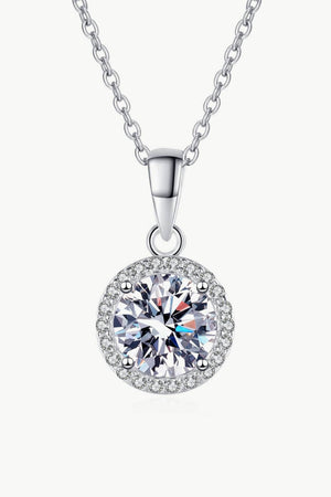 Chance to Charm 1 Carat Moissanite Round Pendant Chain Necklace-Mope's Closet