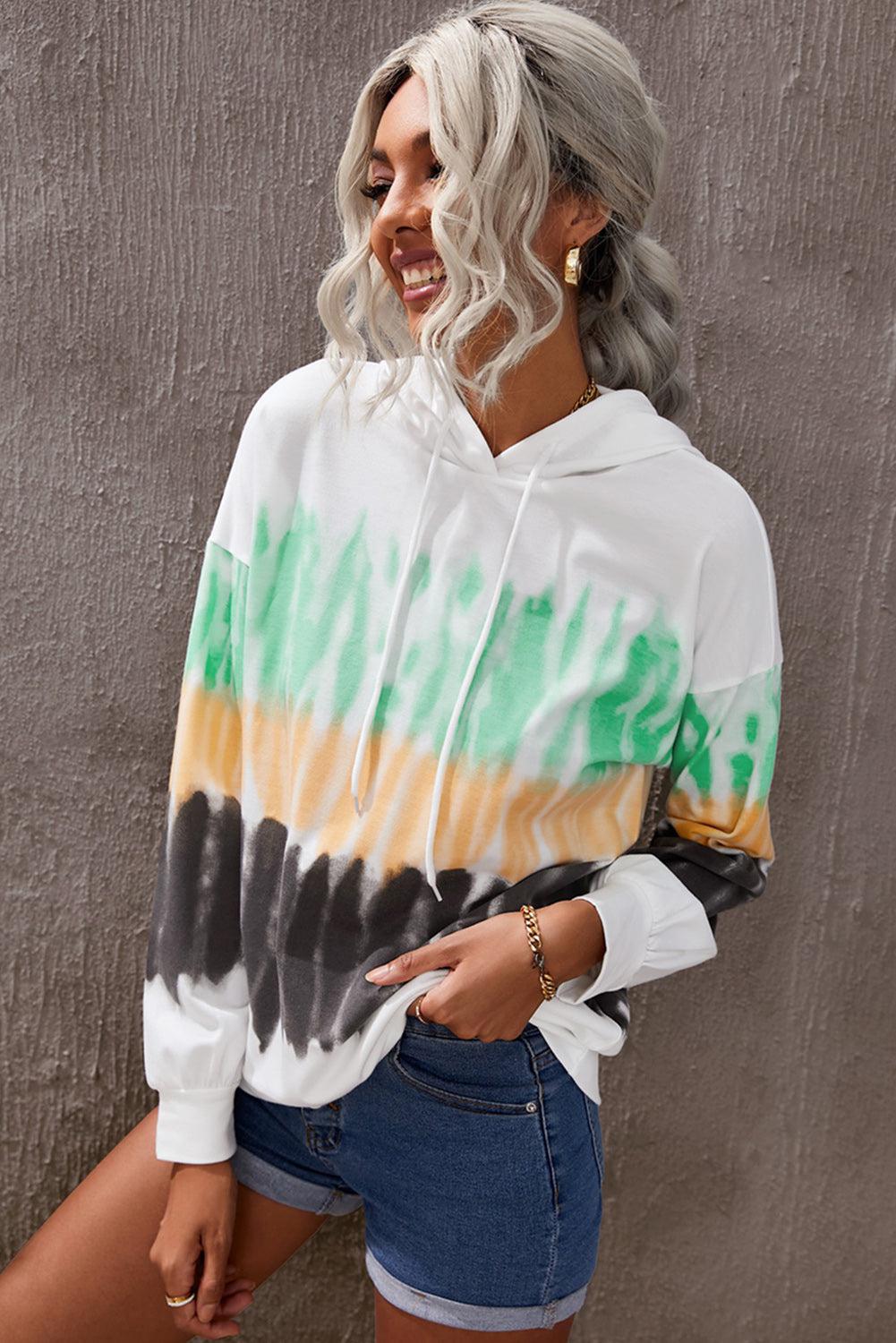 Tie-Dye Drawstring Pullover Hoodie-Mope's Closet