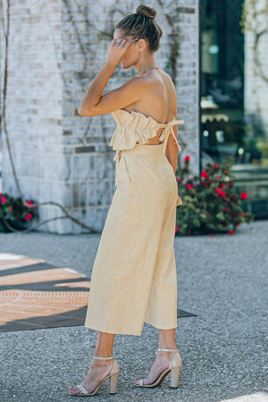 Ruffled Strapless Wide Leg Jumpsuit-Mope's Closet