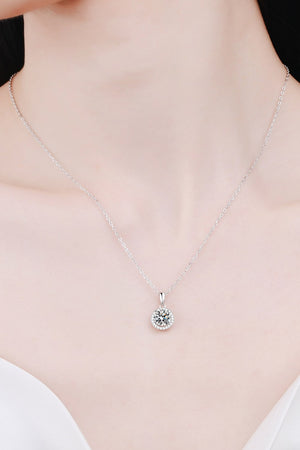 Chance to Charm 1 Carat Moissanite Round Pendant Chain Necklace-Mope's Closet