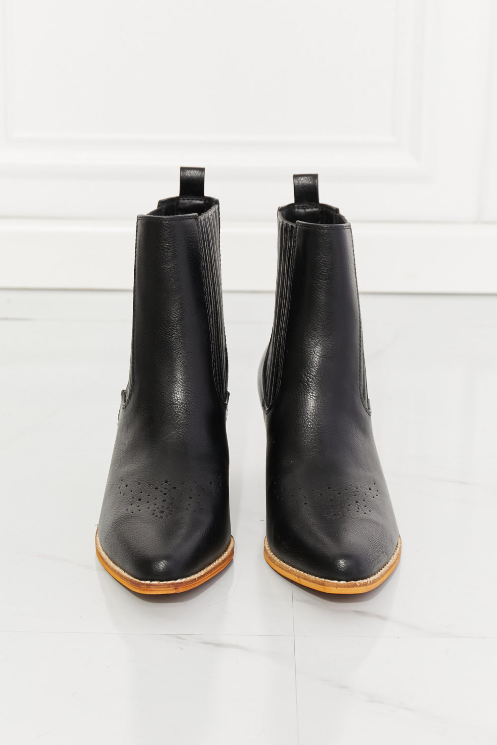 MMShoes Love the Journey Stacked Heel Chelsea Boot in Black-Mope's Closet