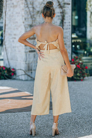 Ruffled Strapless Wide Leg Jumpsuit-Mope's Closet