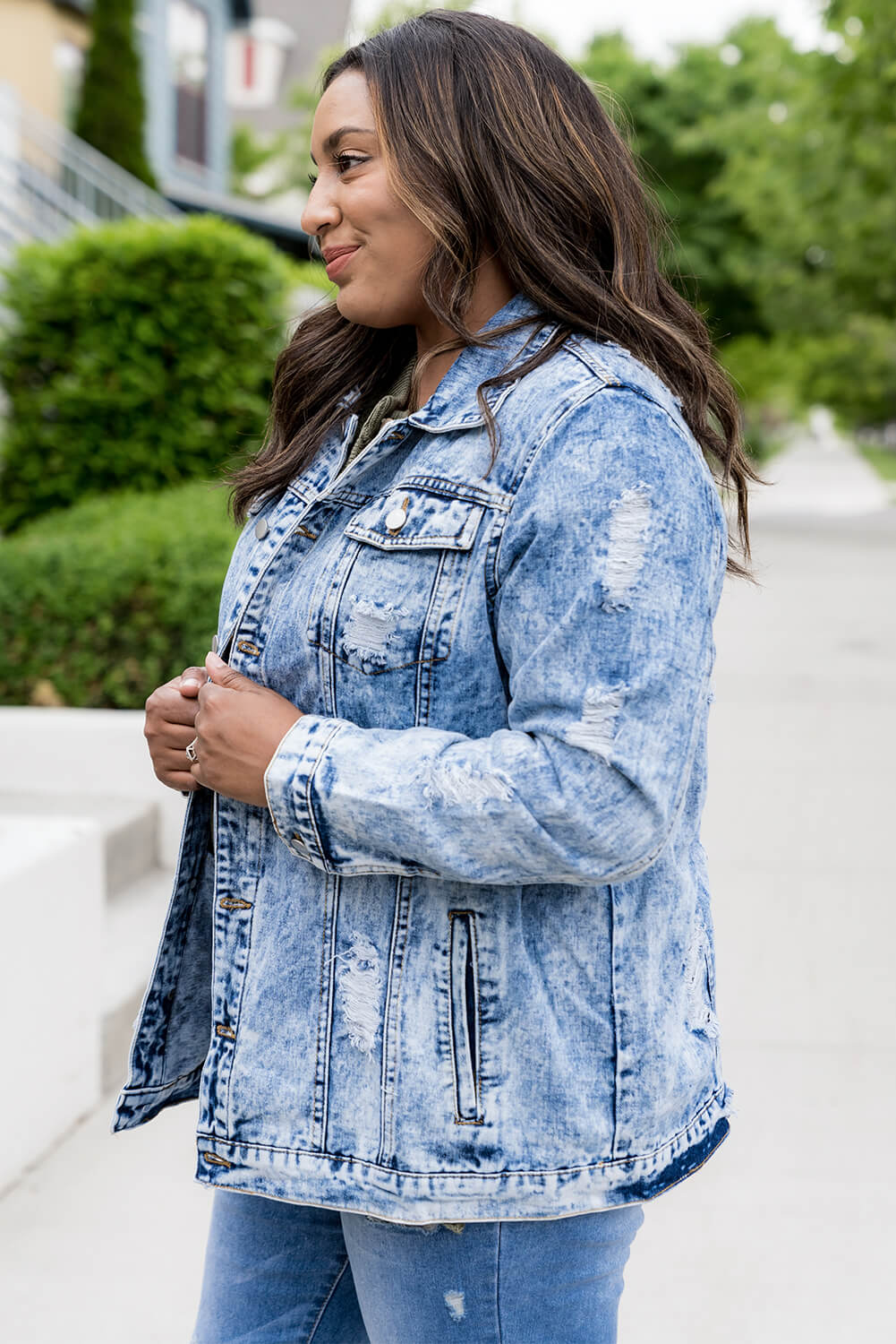 Acid Wash Distressed Denim Jacket-Mope's Closet