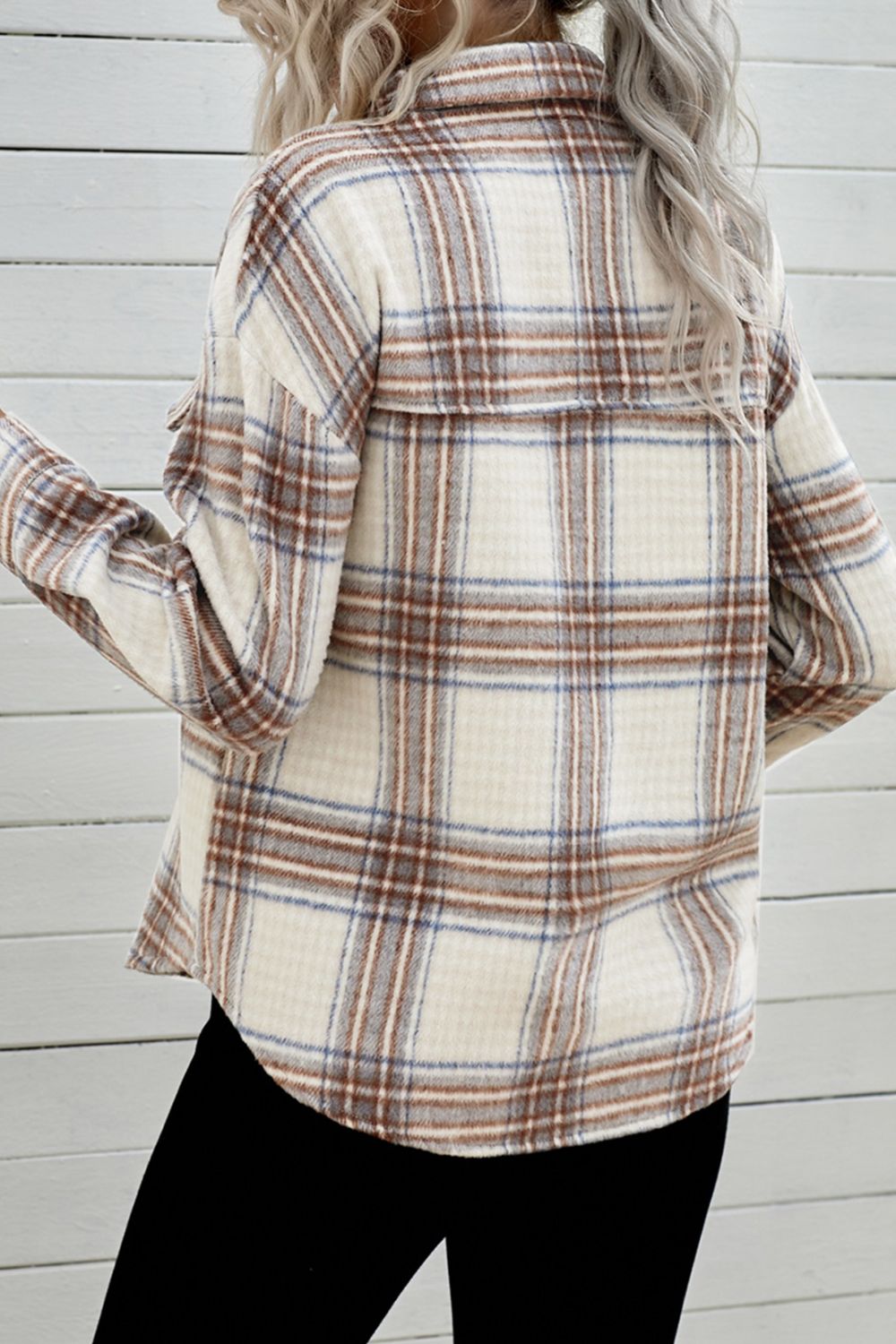 Plaid Half-Zip Collared Curved Hem Sweatshirt-Mope's Closet