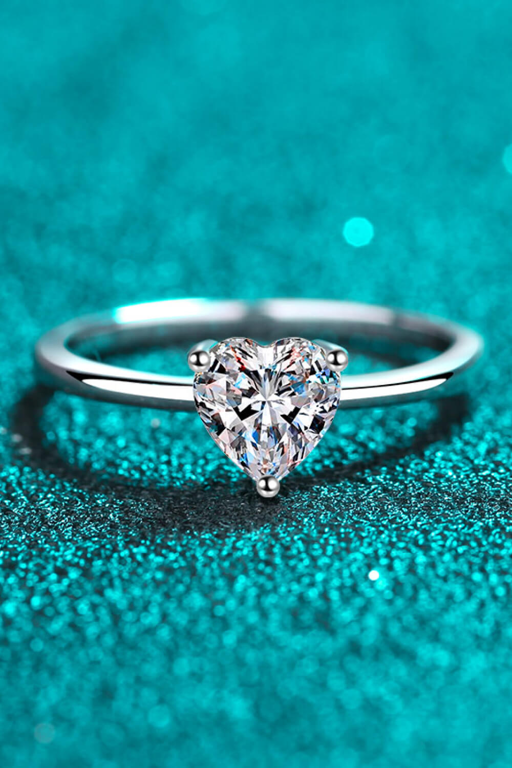 925 Sterling Silver Heart-Shaped Moissanite Solitaire Ring-Mope's Closet