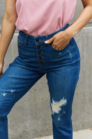 Judy Blue Melanie Full Size High Waisted Distressed Boyfriend Jeans-Mope's Closet