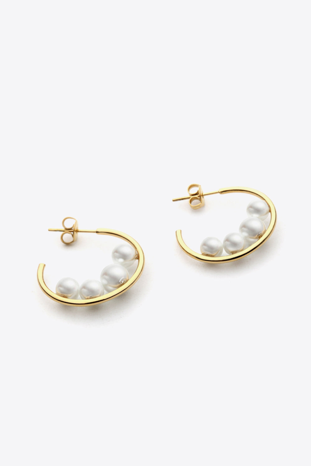 Can't Stop Your Shine Pearl C-Hoop Earrings-Mope's Closet