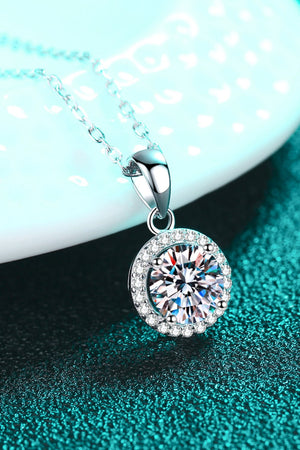 Chance to Charm 1 Carat Moissanite Round Pendant Chain Necklace-Mope's Closet