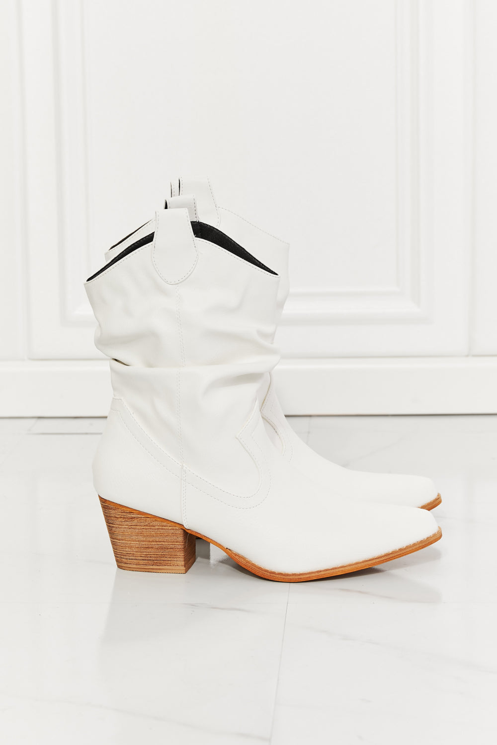 MMShoes Better in Texas Scrunch Cowboy Boots in White-Mope's Closet