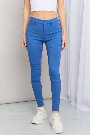 YMI Jeanswear Kate Hyper-Stretch Full Size Mid-Rise Skinny Jeans in Electric Blue-Mope's Closet