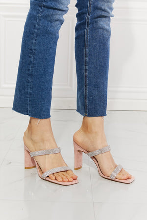 MMShoes Leave A Little Sparkle Rhinestone Block Heel Sandal in Pink-Mope's Closet