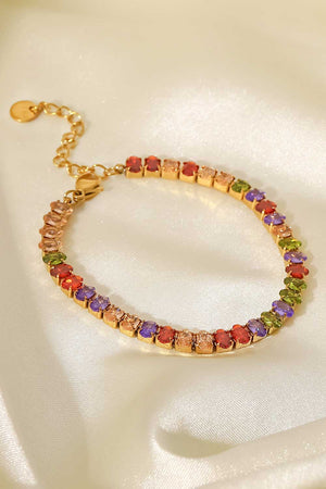 18K Gold Plated Multicolored Zircon Bracelet-Mope's Closet
