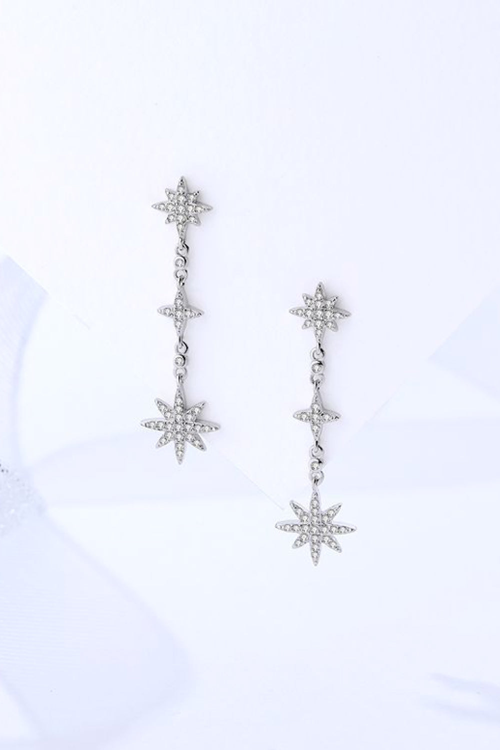 Cubic Zirconia Star Drop Earrings-Mope's Closet