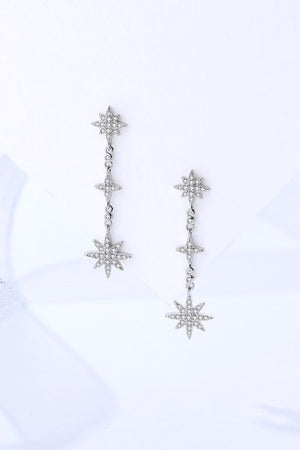 Cubic Zirconia Star Drop Earrings-Mope's Closet