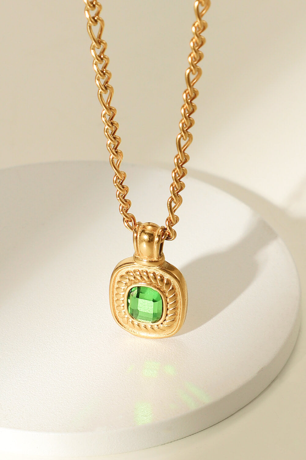 18K Gold Plated Inlaid Rhinestone Pendant Necklace-Mope's Closet