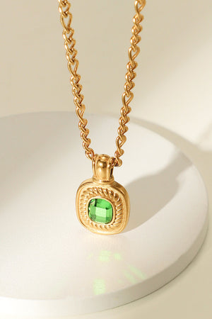 18K Gold Plated Inlaid Rhinestone Pendant Necklace-Mope's Closet