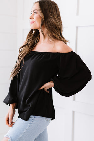 Off-Shoulder Balloon Sleeve Top-Mope's Closet