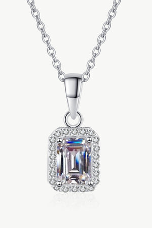 Square Moissanite Pendant Chain Necklace-Mope's Closet