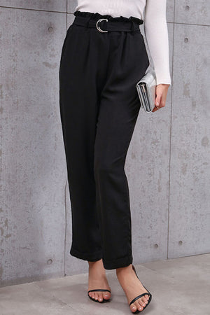 Belted Paperbag Waist Pants-Mope's Closet