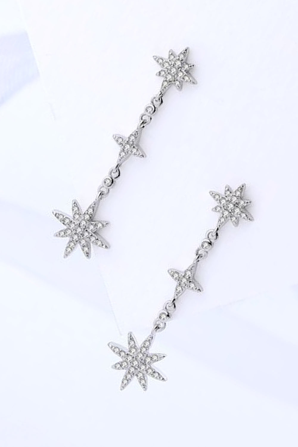 Cubic Zirconia Star Drop Earrings-Mope's Closet