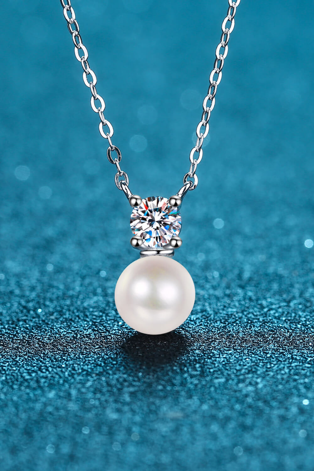 925 Sterling Silver Freshwater Pearl Moissanite Necklace-Mope's Closet